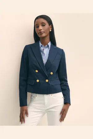Brooks Brothers Cropped Double-Breasted Faille Blazer