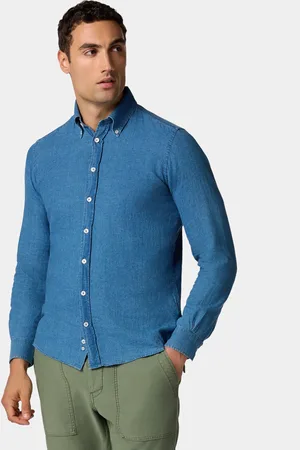 Brooks Brothers Slim Fit Cotton-Linen Chambray Shirt with Spread Collar