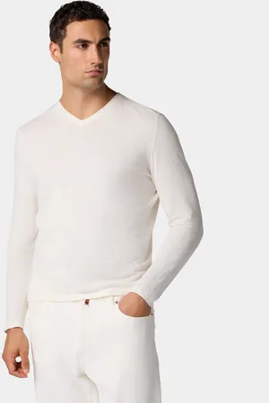 Brooks Brothers Organic Cotton-Linen V-Neck Sweater