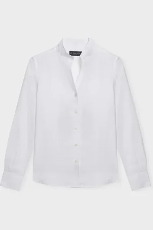 Brooks Brothers Slim Fit Linen Shirt with Stand Collar