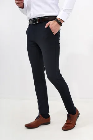 Butiklalala Spodnie męskie granatowe eleganckie slim fit