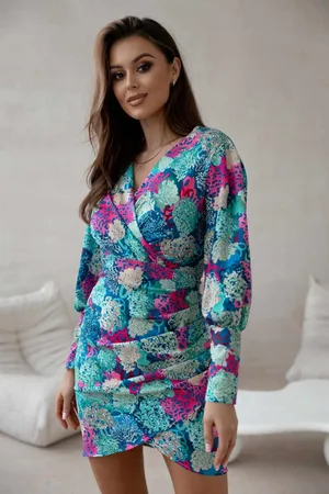 Butiklalala Sukienka w kolorowy print Katasia