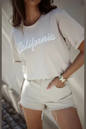 Butiklalala Bluzka beżowa na krótki rękaw California