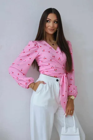 Butiklalala Bluzka różowa w wisienki Cherry