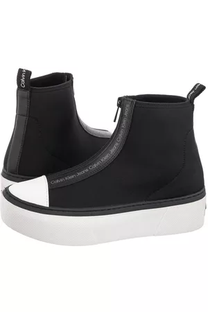 Calvin Klein Kobieta Sneakersy - Sneakersy Cupsole Flatform Mid Zip YW0YW00767 BDS Black (CK182-a)