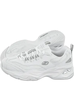 Skechers Kobieta Sneakersy z Naturalnej Skóry - Sneakersy D'Lites 4.0 White/Gray 149492/WGY (SK149-a)