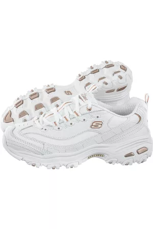Skechers Kobieta Sneakersy z Naturalnej Skóry - Sneakersy D'lites Fresh Start White/Rose/Gold 11931/WTRG (SK54-d)