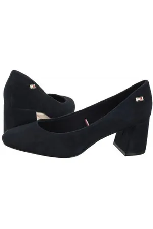 Tommy Hilfiger Czółenka TH Suede Mid Heel Block Pump Space Blue FW0FW07717 DW6 (TH1027-a)