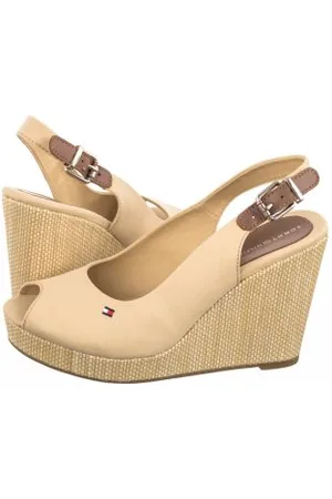 Tommy Hilfiger Sandały Iconic Elena Sling Back Wedge FW0FW04789 ACR Harvest Wheat (TH126-e)