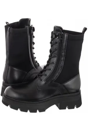 Calvin Klein Workery Chunky Combat Laceup Zip YW0YW00740 Black (CK181-a)