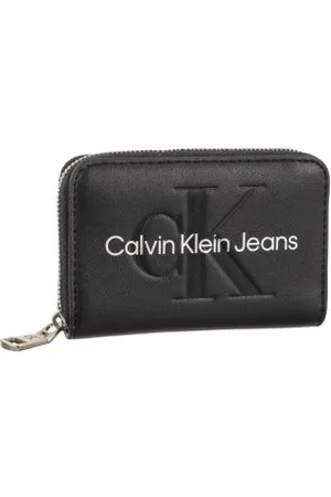 Calvin Klein Portfel Sculpted Med Zip Around Mono Black/Matallic Logo K60K607229 0GL (CK121-d)