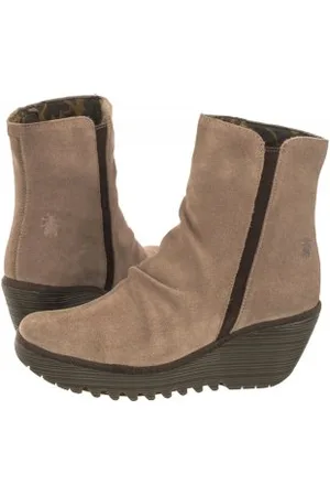 Fly London Botki Yopq461FLY Oil Sude Taupe/Expresso P501461003 (FL396-a)