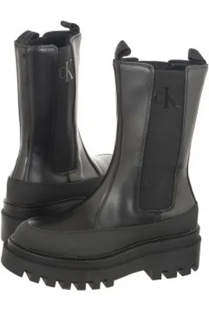 Calvin Klein Trapery Flatform Chelsea Boot Lth Wn Triple Black YW0YW01111 0GT (CK386-a)