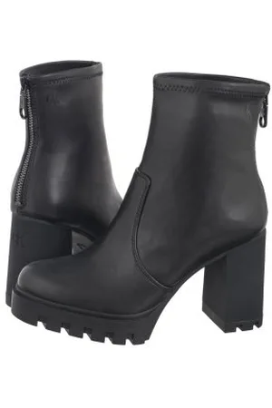 Calvin Klein Botki Heel Platform Zip Boot Mg Nappa Triple Black YW0YW01546 0GJ (CK559-a)