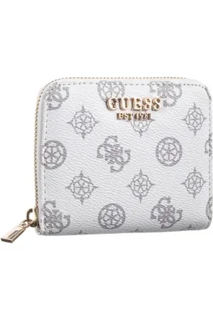 Guess Portfel Laurel Slg Small Zip Around SWPG85 00137 White Logo (GU656-c)