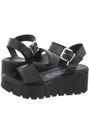 Tamaris Sandały Czarne 1-28712-42 003 Black Leather (TM481-a)
