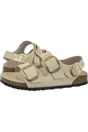 Birkenstock Sandały Milano Big Buckle High-Shine Ecru 1025395 (BK287-b)