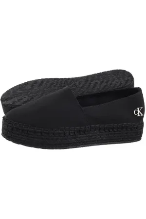 Calvin Klein Espadryle Flatform Espadrille Mg/Hdw Triple Black YW0YW01737 0GJ (CK656-a)