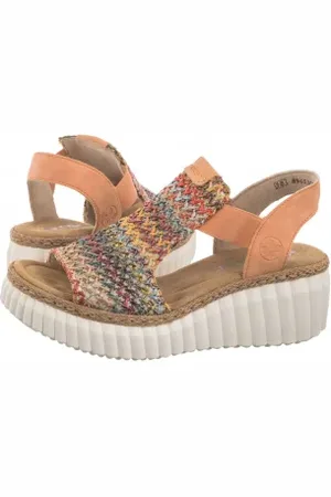 Rieker Sandały Pomarańczowe 69172-92 Multi (RI268-b)