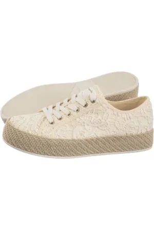 Tamaris Espadryle Beżowe 1-23625-44 474 Ivory Macramee (TM546-a)