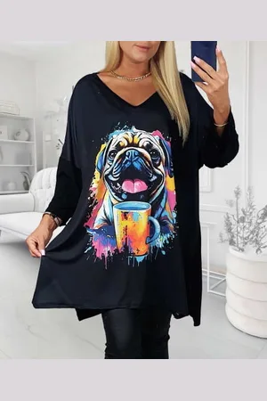producent zagraniczny Tunika plus size damska digital pies ( r. 48-56)