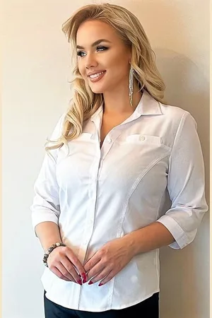 Producent Polski Don Klasyczna koszula Plus Size 95% Bawełna mod. M04500 rękaw 3/4 ( r. 42-58)