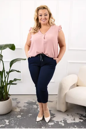 producent zagraniczny Granatowe spodnie plus size Fashioni