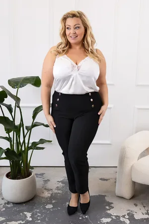 producent zagraniczny Spodnie plus size z guzikami ( r. 44-56)