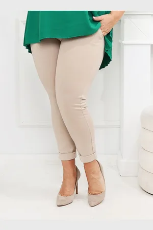 producent zagraniczny Beżowe spodnie plus size Fashioni
