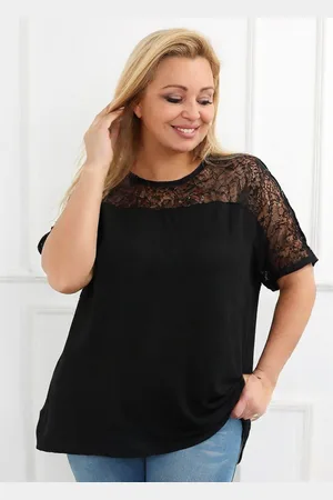 producent zagraniczny Tunika plus size z wiskozy z koronką mod 14013 ( r. 48-56)