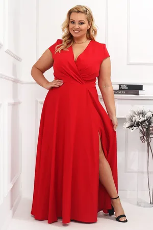 Producent Polski Don Afrodi czerwona sukienka maxi PLus Size ( r. 44-54)