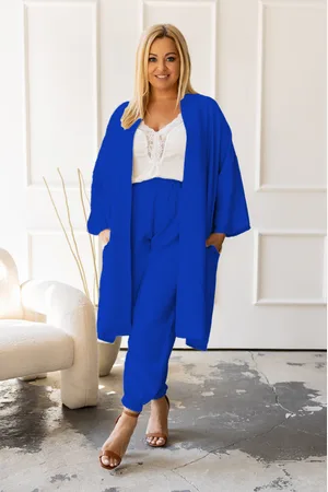 producent zagraniczny Komplet plus size z wizkozy z długą narzutką ( r. 48-54)