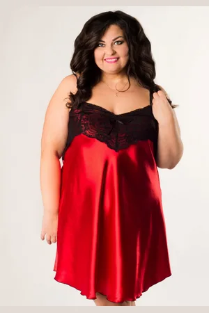 Producent Polski Don Satynowa koszulka nocna plus size z koronką LILI
