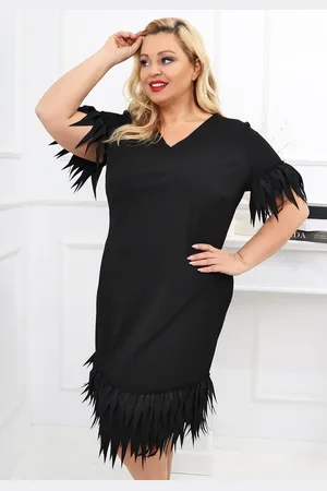 Producent Polski Don Czarna sukienka plus size WILMA mod 1 ( r. 48-56)