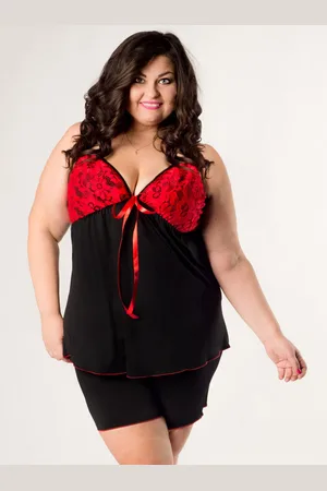 Producent Polski Don Piżamka plus size z koronką SANDI