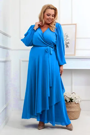 Producent Polski Don Szyfonowa sukienka plus size maxi LAILA jeans ( r. 46-56 )