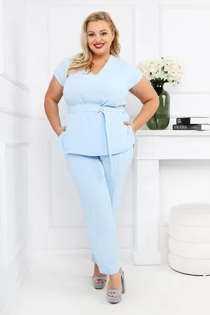 Producent Polski Don Elegancki komplet plus size - spodnie + bluzka LEINA ( 46-52)