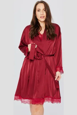 Producent Polski Don Satynowy szlafrok z koronką plus size PREMIUM ( r. 44-56)