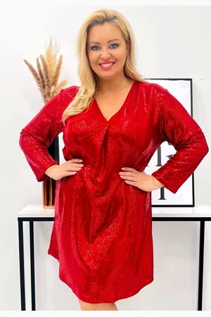 producent zagraniczny Cekinowa sukienka plus size z zakładką ( r. 44-50)