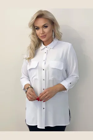 Producent Polski Don Bluzka Plus Size z kieszonkami mod. M17000 ( r. 44-58)