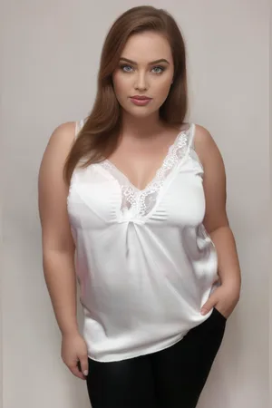 Producent Polski Don Satynowa koszulka z koronką plus size FIONI ( r. 44-56) BESTSELLER