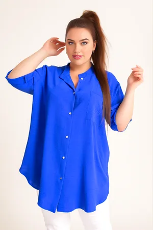 producent zagraniczny Koszula plus size z kieszonką na biuście ( 46-56)