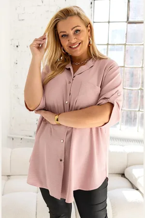 producent zagraniczny Koszula plus size z kieszonką na biuście ( 46-56)