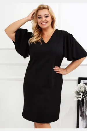 Producent Polski Don Czarna sukienka plus size PALOMA mod 1 ( r. 48-56)