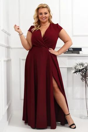 Producent Polski Don Afrodi bordowa sukienka PLus Size ( r. 44-54) BESTSELLER