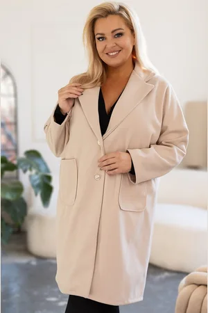 Producent Polski Don Płaszcz plus size flauszowy klasyczny z kieszonkami ( r.46-54)