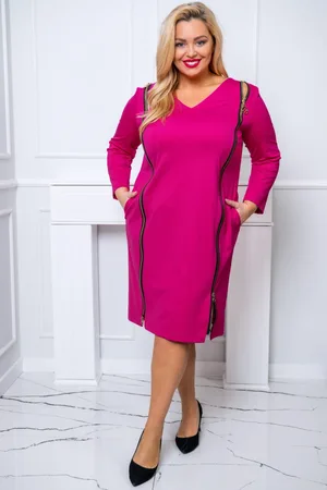 Producent Polski Don Czarna sukienka plus size z zameczkami SABA ( r. 48-56)
