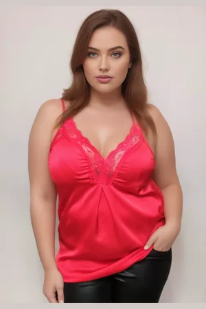 Producent Polski Don Satynowa koszulka z koronką plus size FIONI ( r. 44-56)