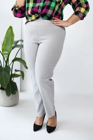 Producent Polski Don Spodnie plus size - wąska nogawka - Alex S103 BEŻOWE ( r. 44-58)