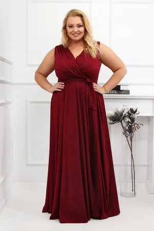 Producent Polski Don Brokatowa sukienka maxi plus size Bele ( r.46-54)